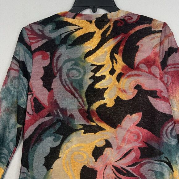 Ali Miles Tunic Sweater Womens XS Red Blue yellow Floral Abstract Art Eclectic - Picture 7 of 13